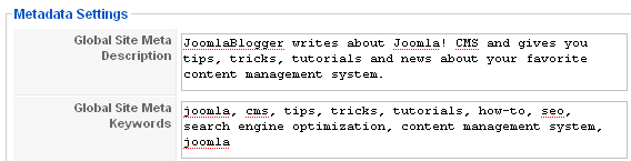 Global meta tags - description and keywords