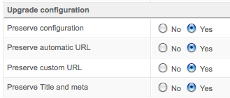 sh404sef upgrade configuration