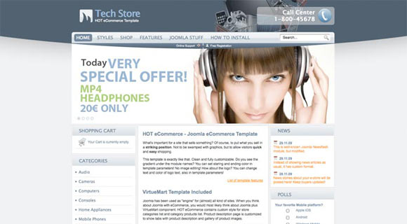 Home page view of the HOT eCommerce template with images rotator