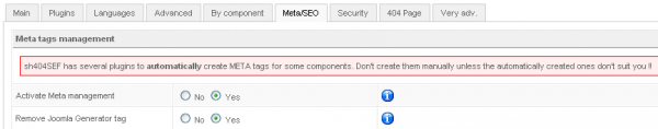 Automatic meta tag management in sh404sef