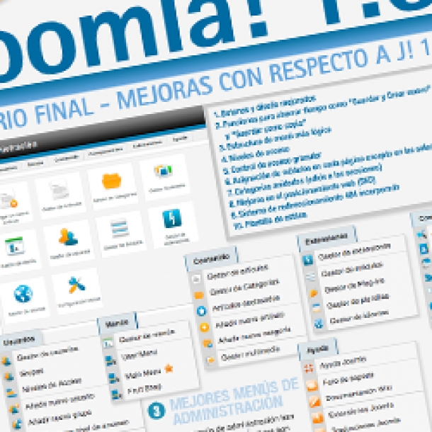 Top 10 Joomla 1.6 end-user improvements over Joomla 1.5 - Spanish version [infographic]